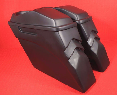 Talon Billets - S17 + N20 NEW 4" Bagger Stretched Extended Saddlebags lids 4 Harley Touring Softail Led Lights